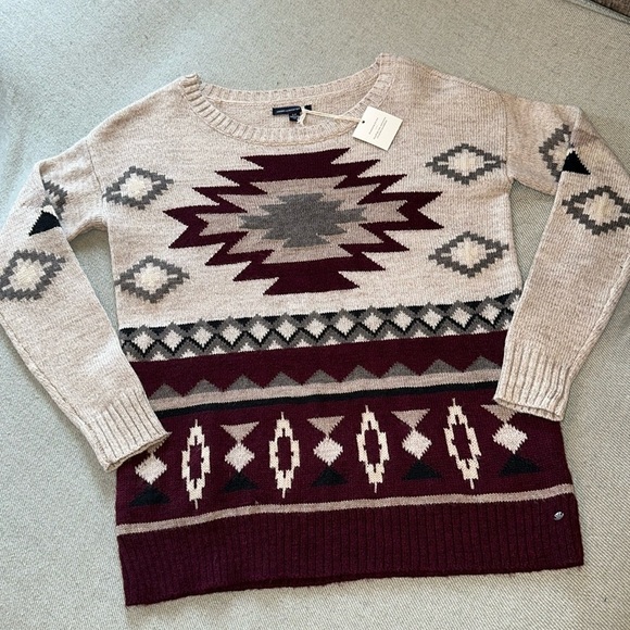 NWT AE Aztec Print Wool  Sweater - Picture 2 of 10